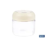 BOTE DE VIDRIO BOROSILICATO CON TAPA BEIGE GAMA LAUREL 400 ML