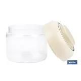 BOTE DE VIDRIO BOROSILICATO CON TAPA BEIGE GAMA LAUREL 400 ML