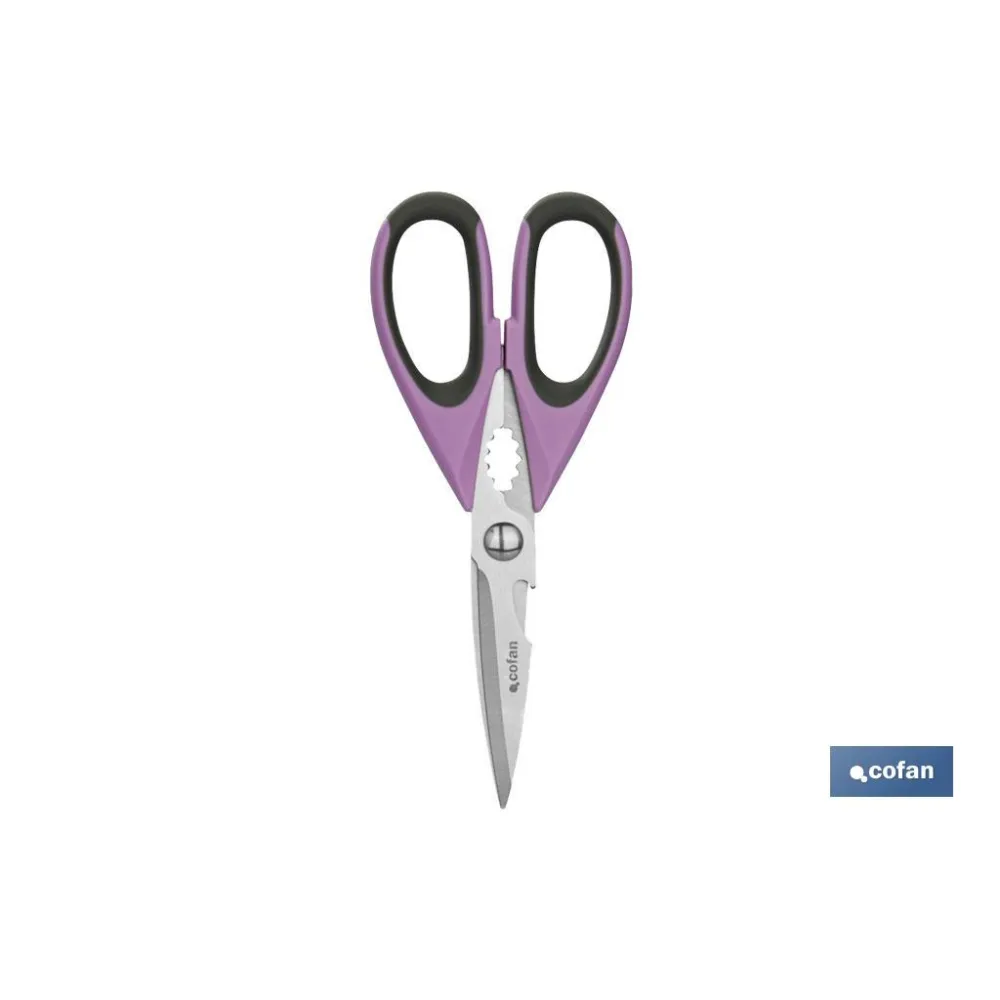 TIJERAS MORADAS DE ACERO INOX. MODELO SENA 22 CM