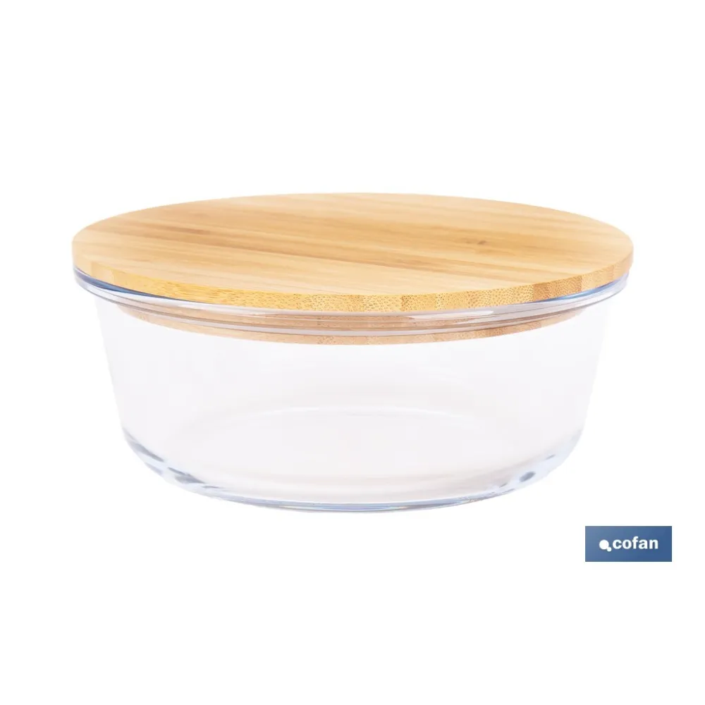SET DE 2 RECIPIENTES DE BOROSILICATO CON TAPA DE BAMBÚ MODELO PANDA 620 ML - 950 ML