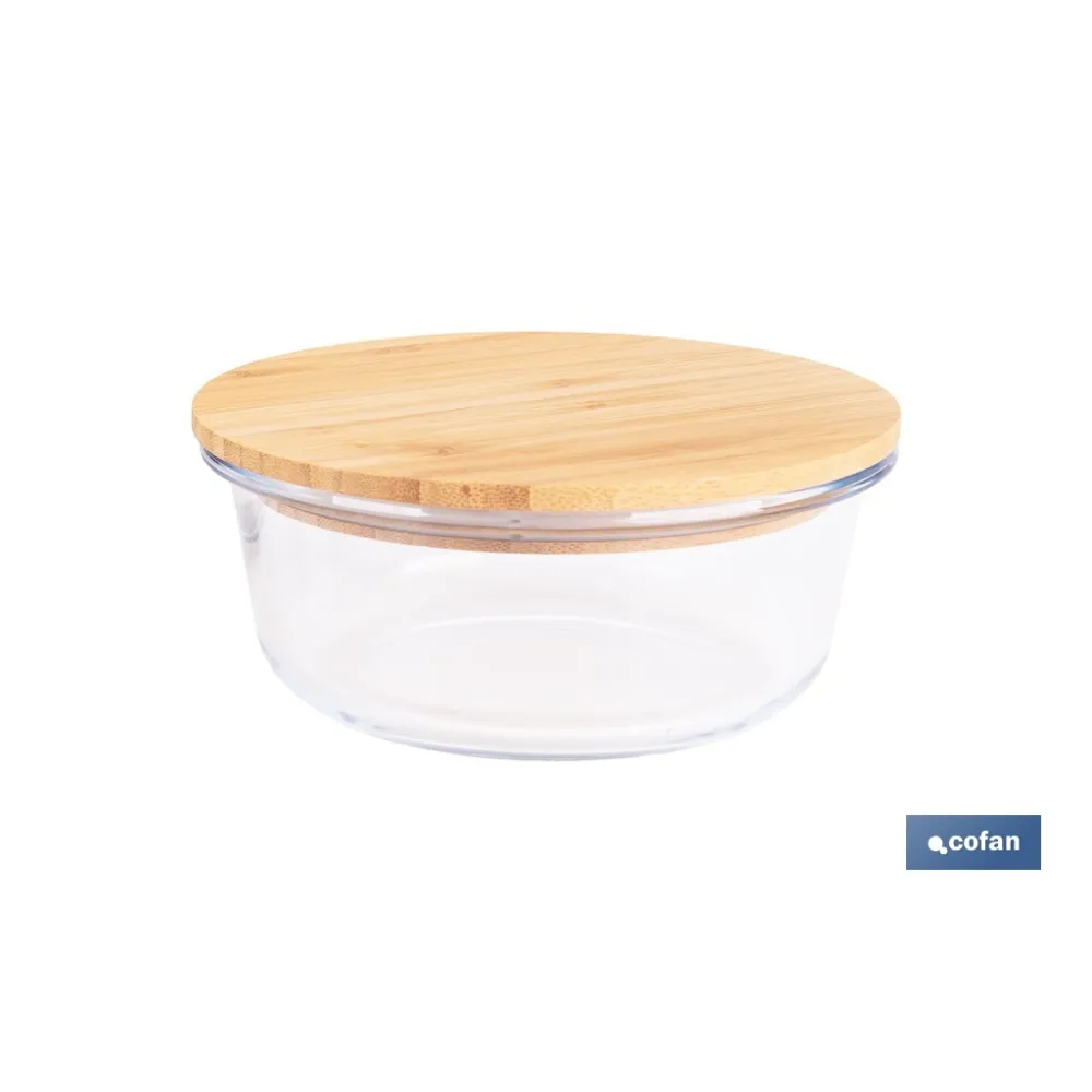 SET DE 2 RECIPIENTES DE BOROSILICATO CON TAPA DE BAMBÚ MODELO PANDA 620 ML - 950 ML