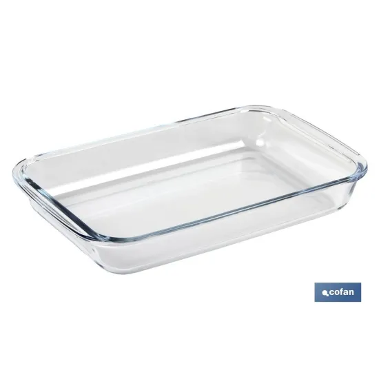 SET DE 3 FUENTES RECTANGULARES DE VIDRIO BOROSILICATO MODELO BARITINA 1600ML-2200ML-3000ML
