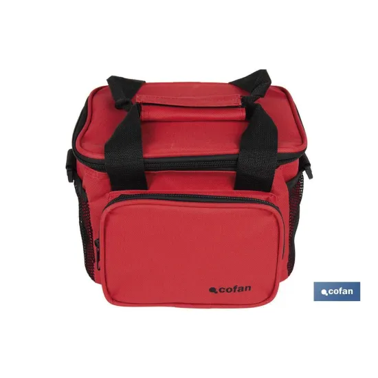 NEVERA TEXTIL PORTÁTIL MULTIBOLSILLOS COLOR ROJO 5 L