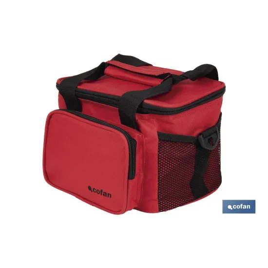 NEVERA TEXTIL PORTÁTIL MULTIBOLSILLOS COLOR ROJO 5 L