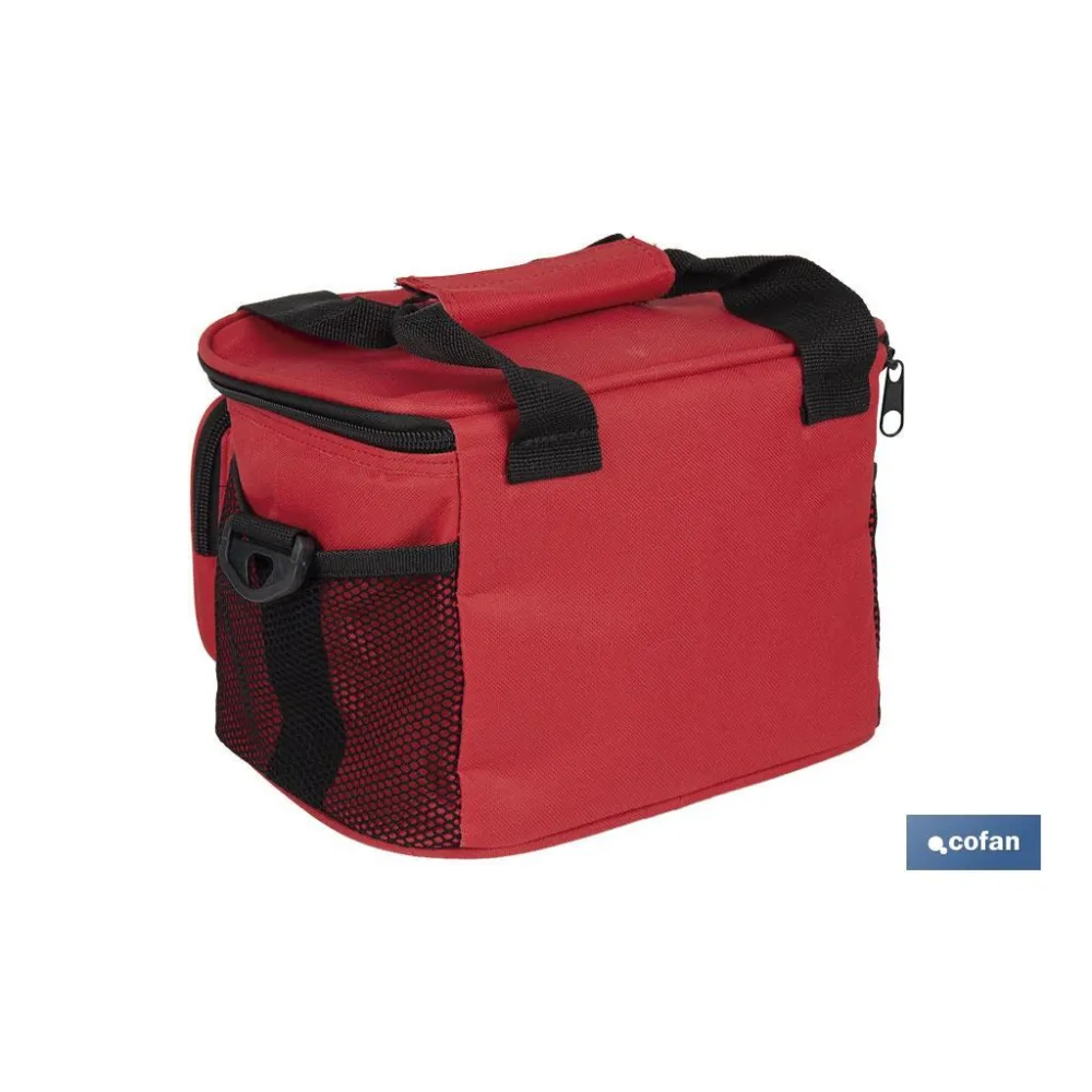 NEVERA TEXTIL PORTÁTIL MULTIBOLSILLOS COLOR ROJO 5 L