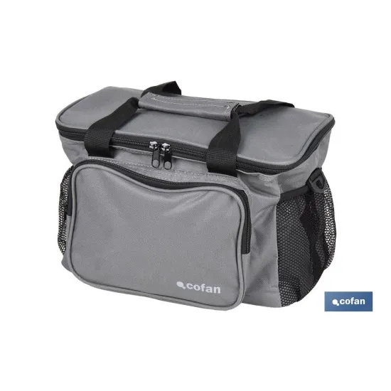 NEVERA TEXTIL PORTÁTIL MULTIBOLSILLOS COLOR GRIS OSCURO 15 L