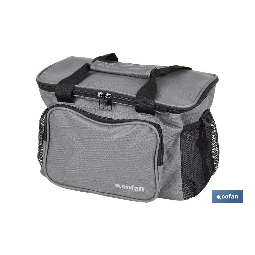 NEVERA TEXTIL PORTÁTIL MULTIBOLSILLOS COLOR GRIS OSCURO 15 L