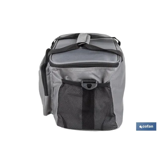 NEVERA TEXTIL PORTÁTIL MULTIBOLSILLOS COLOR GRIS OSCURO 15 L