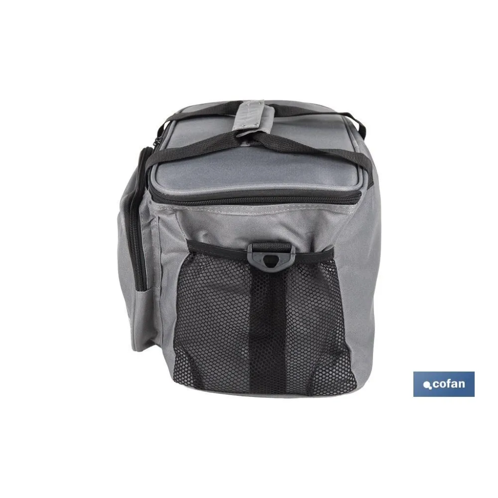 NEVERA TEXTIL PORTÁTIL MULTIBOLSILLOS COLOR GRIS OSCURO 15 L