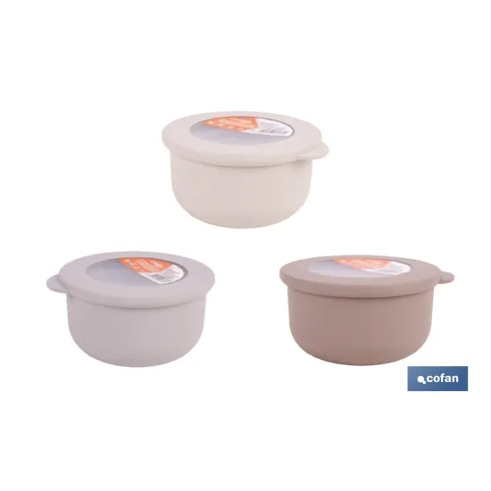 SET DE 3 RECIPIENTES REDONDOS CON TAPA 100 ML, 250 ML, 500 ML