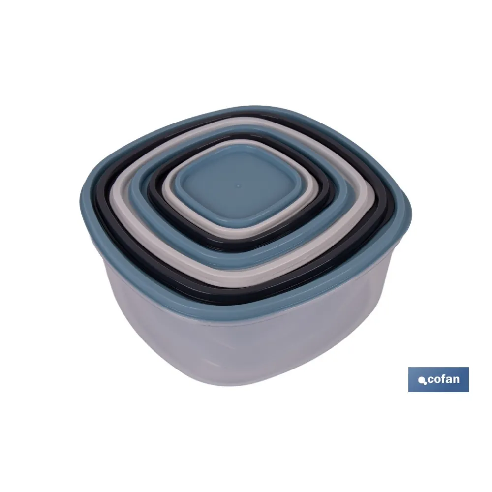 SET DE 7  FIAMBRERAS CUADRADAS 220/350/600/1200/2000/2700/3600 ML