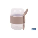 SET DE 3 RECIPIENTES CON TAPA, CUCHARA Y COMPARTIMIENTO INTERIOR  200ML+200ML