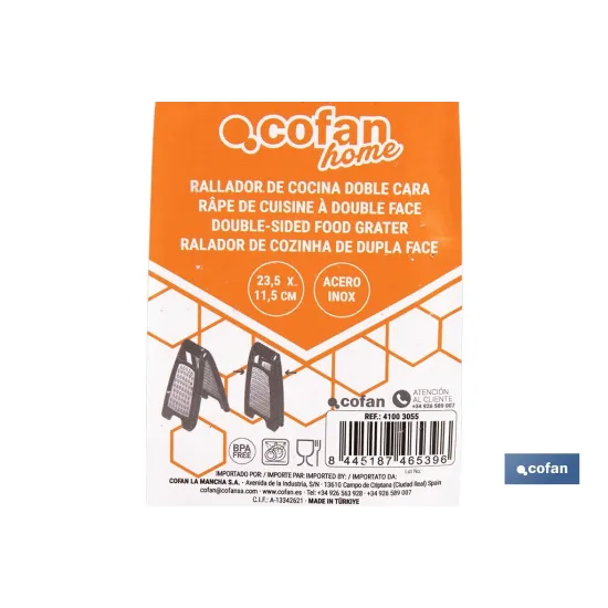 RALLADOR DE COCINA DOBLE LADO 23,5 X 11,5 CM