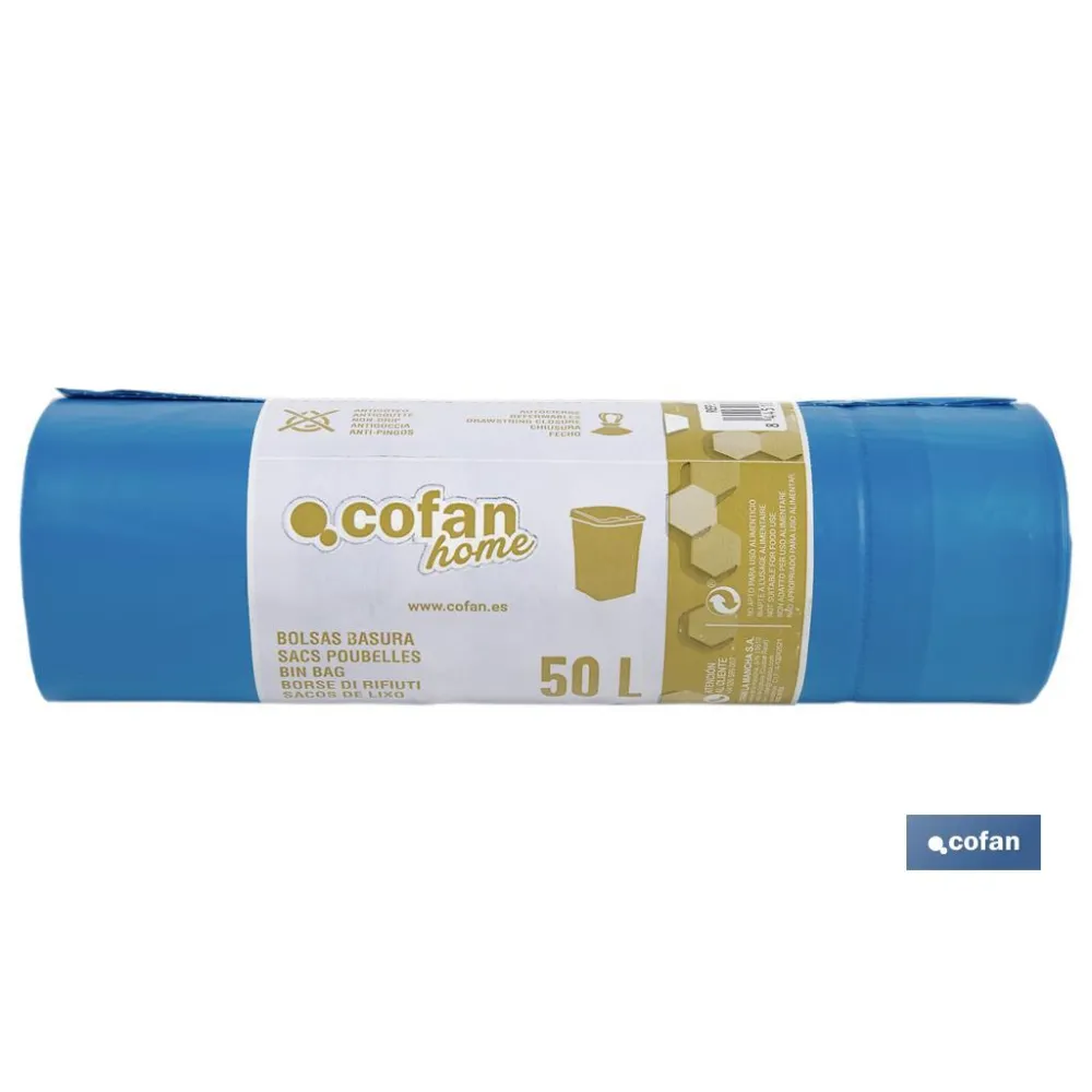 BOLSA DE BASURA  AUTOCIERRE PERFUMADA  70 x70 CM G.120 COLOR AZUL10 UDS 50l