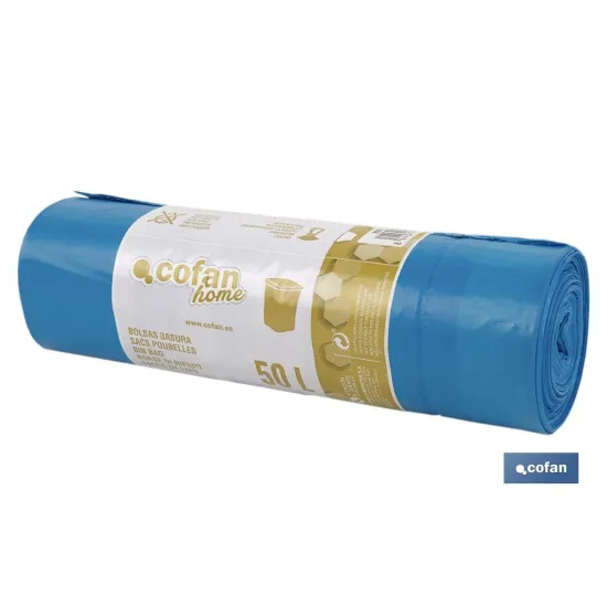 BOLSA DE BASURA  AUTOCIERRE PERFUMADA  70 x70 CM G.120 COLOR AZUL10 UDS 50l