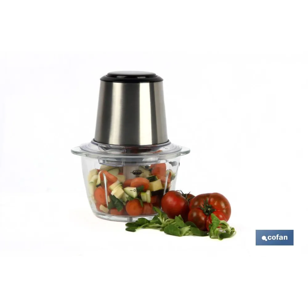 PICADORA ELECTRICA ACERO INOX VASO DE  VIDRIO 1,2 L 400W