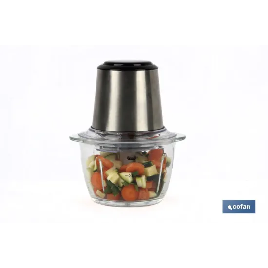 PICADORA ELECTRICA ACERO INOX VASO DE  VIDRIO 1,2 L 400W