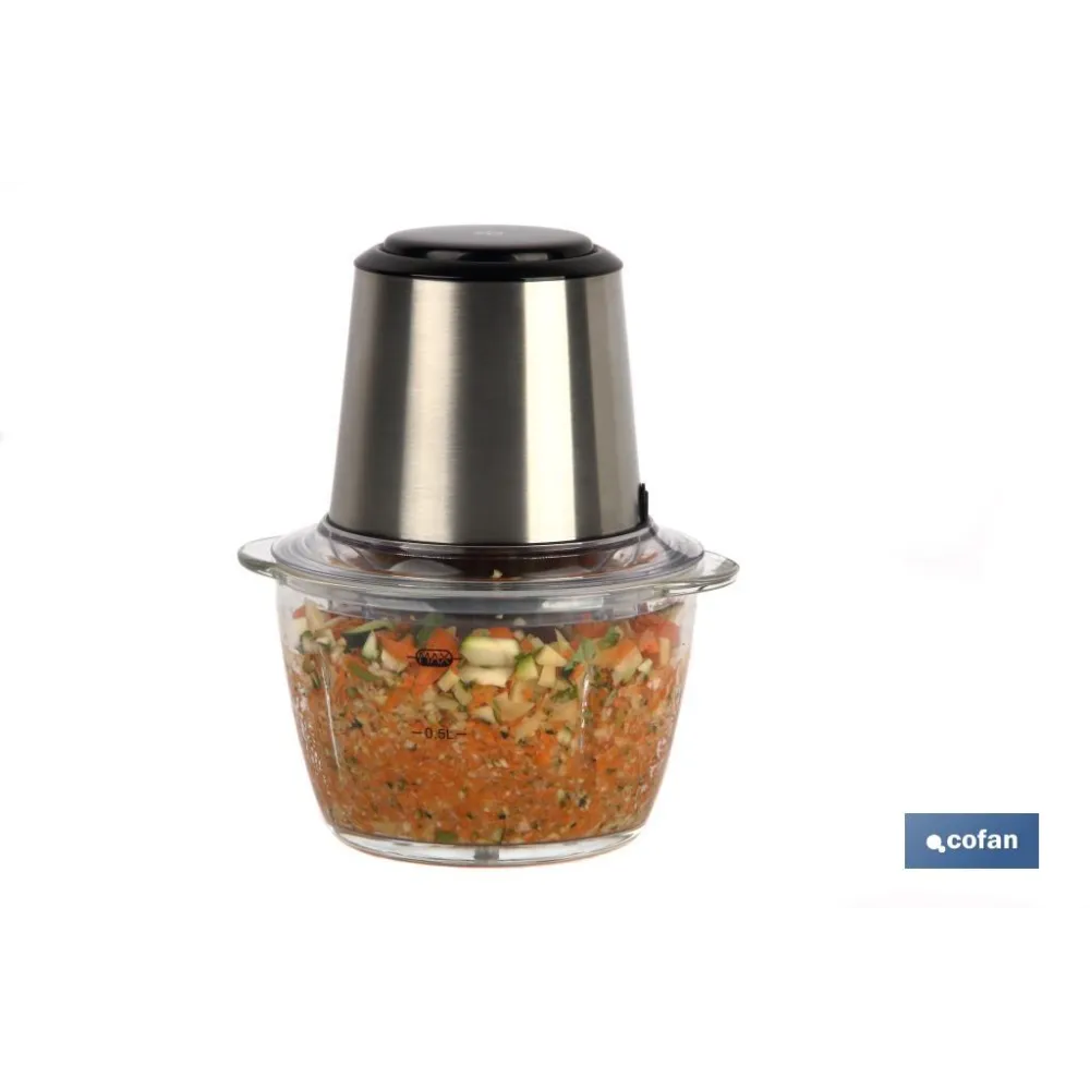 PICADORA ELECTRICA ACERO INOX VASO DE  VIDRIO 1,2 L 400W