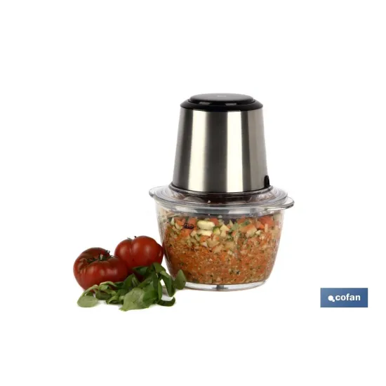 PICADORA ELECTRICA ACERO INOX VASO DE  VIDRIO 1,2 L 400W