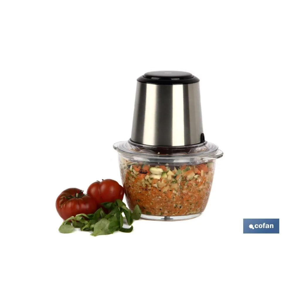 PICADORA ELECTRICA ACERO INOX VASO DE  VIDRIO 1,2 L 400W