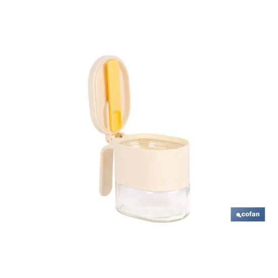 AZUCARERO/SALERO DE VIDRIO CON TAPA Y CUCHARILLA
