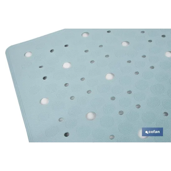 ALFOMBRA ANTIDESLIZANTE CON VENTOSAS BAÑERA/ DUCHA AZUL CLARO 53 X 53 cm