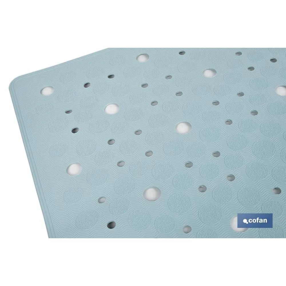 ALFOMBRA ANTIDESLIZANTE CON VENTOSAS BAÑERA/ DUCHA AZUL CLARO 53 X 53 cm