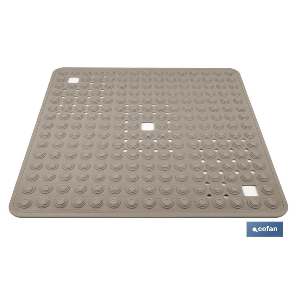 ALFOMBRA PLUS  ANTIDESLIZANTE CON VENTOSAS BAÑERA/ DUCHA BEIS PIEDRA 60 X 60 cm