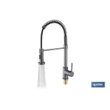 GRIFO DE COCINA MONOMANDO CON ROCIADOR GRIS ANTRACITA