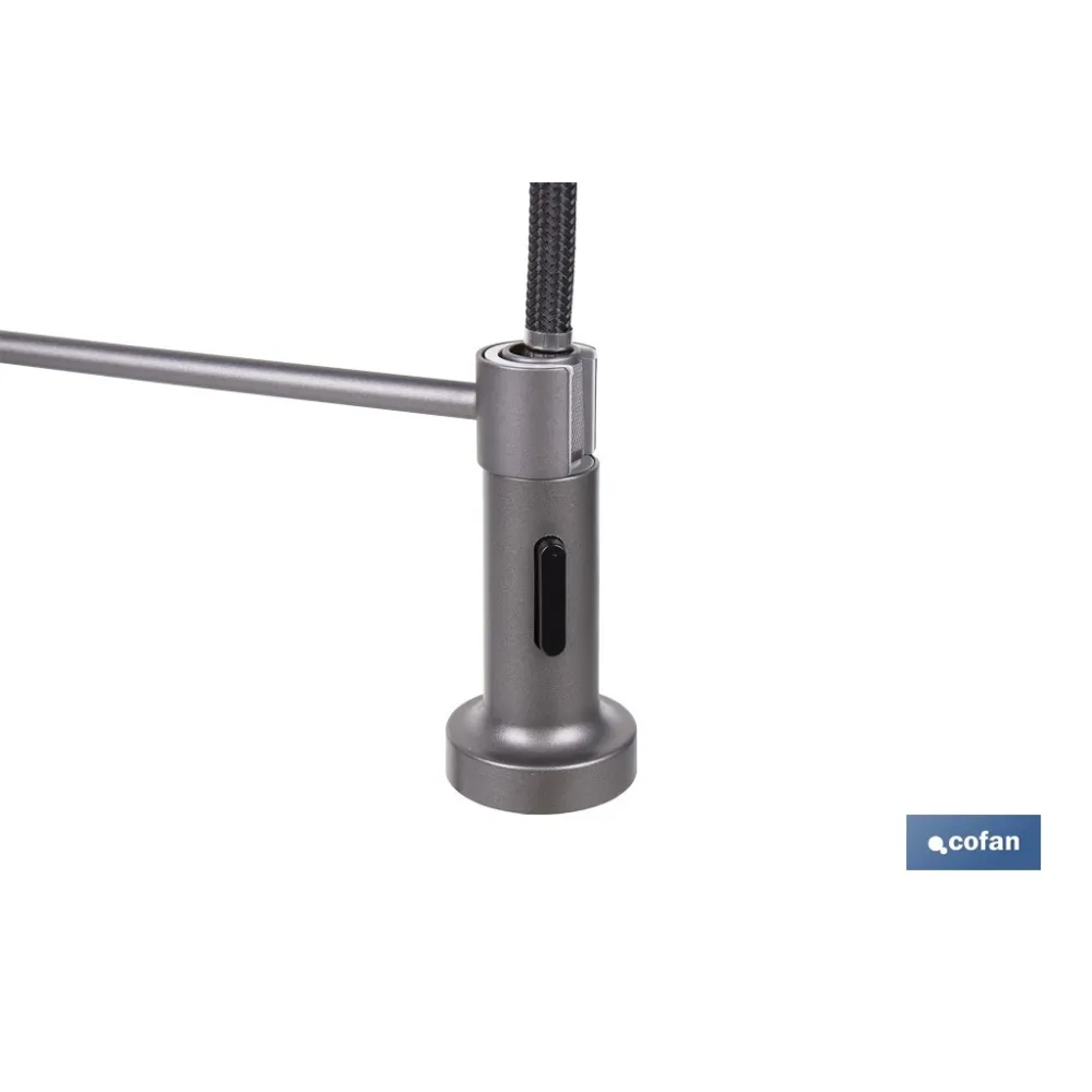 GRIFO DE COCINA MONOMANDO CON ROCIADOR GRIS ANTRACITA