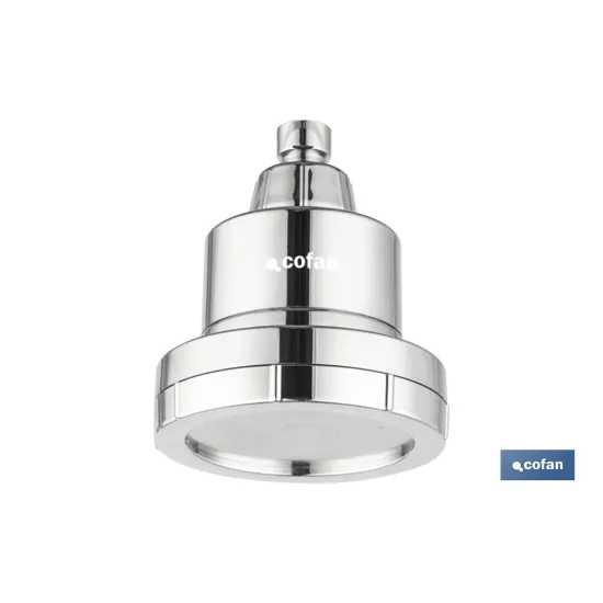 ROCIADOR DE DUCHA CON 15 FILTROS COLOR INOX. 11,5 X 13,5 CM