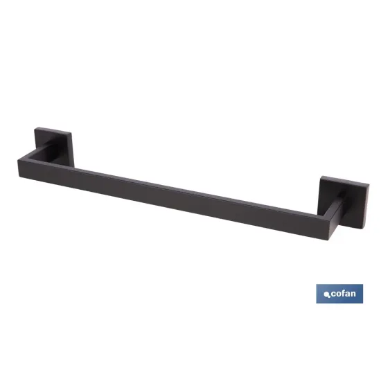 TOALLERO NEGRO MATE DE ACERO CON DISEÑO CUADRADO GAMA FAIAL 45 X 8 X 5,5 CM