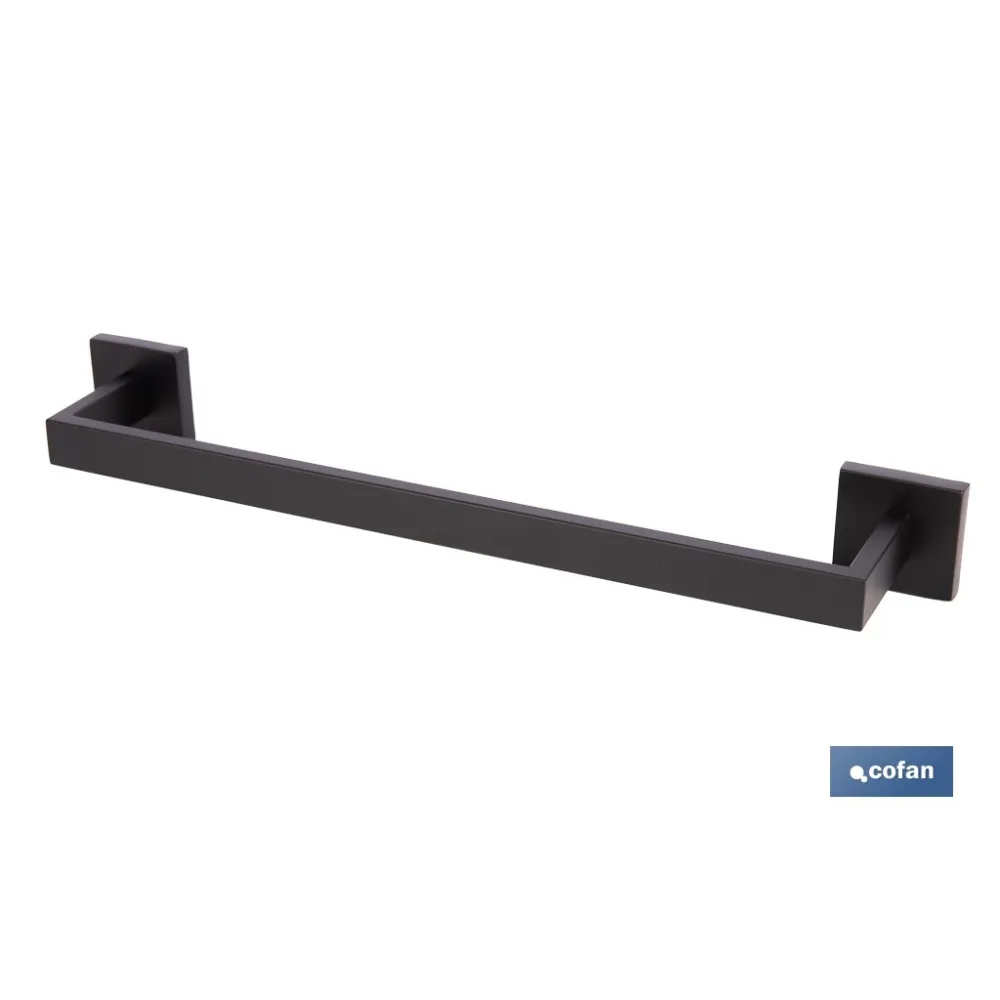 TOALLERO NEGRO MATE DE ACERO CON DISEÑO CUADRADO GAMA FAIAL 45 X 8 X 5,5 CM
