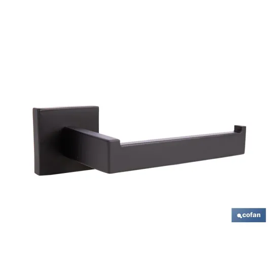 PORTARROLLOS/TOALLERO NEGRO MATE DE ACERO CON DISEÑO CUADRADO GAMA FAIAL 16 X 8 X 5,5 CM