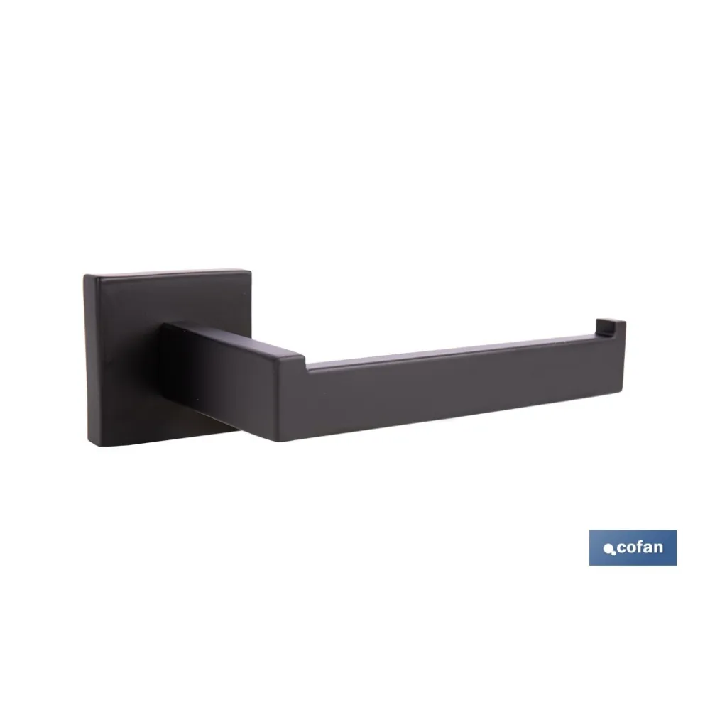 PORTARROLLOS/TOALLERO NEGRO MATE DE ACERO CON DISEÑO CUADRADO GAMA FAIAL 16 X 8 X 5,5 CM