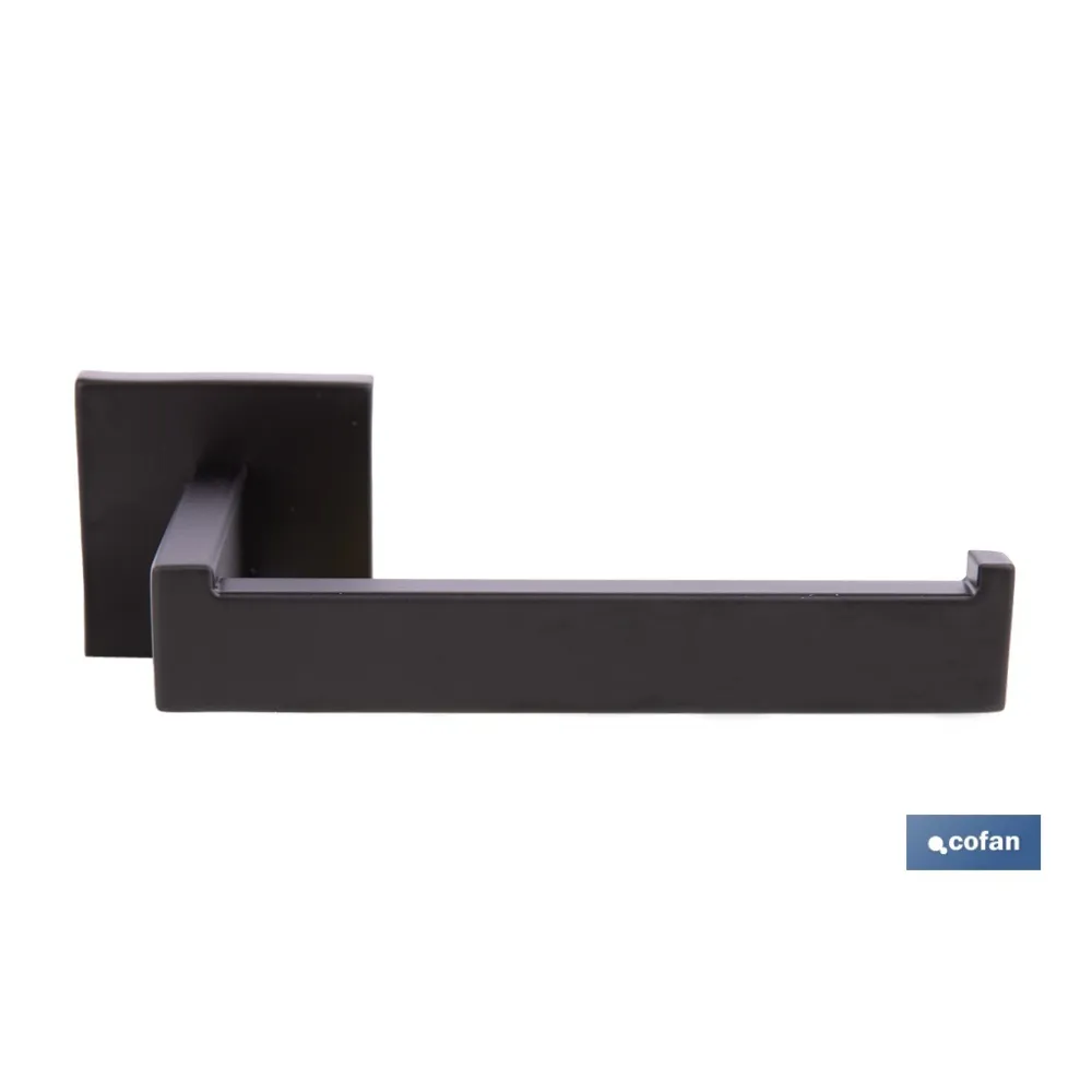 PORTARROLLOS/TOALLERO NEGRO MATE DE ACERO CON DISEÑO CUADRADO GAMA FAIAL 16 X 8 X 5,5 CM