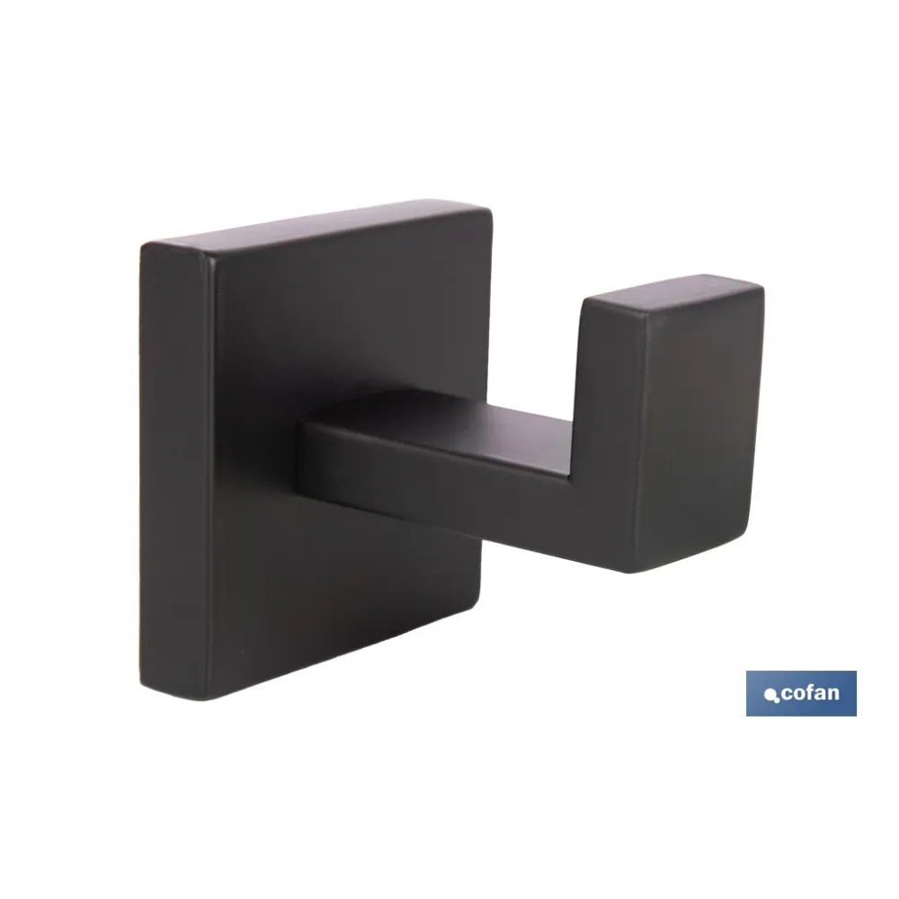 PERCHA NEGRA MATE DE ACERO CON DISEÑO CUADRADO GAMA FAIAL 5,5 X 6 X 5,5 CM