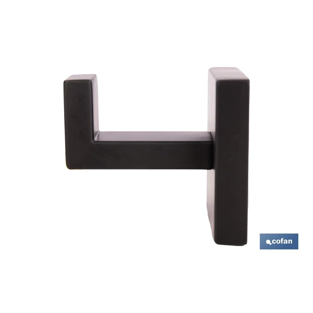 PERCHA NEGRA MATE DE ACERO CON DISEÑO CUADRADO GAMA FAIAL 5,5 X 6 X 5,5 CM