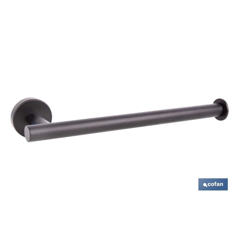 TOALLERO NEGRO MATE DE ACERO CON DISEÑO REDONDO GAMA RIBEIRA 28 X 8 X 5 CM