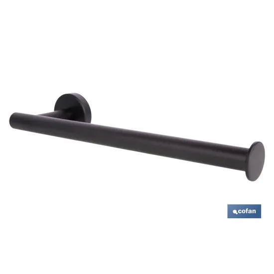 TOALLERO NEGRO MATE DE ACERO CON DISEÑO REDONDO GAMA RIBEIRA 28 X 8 X 5 CM