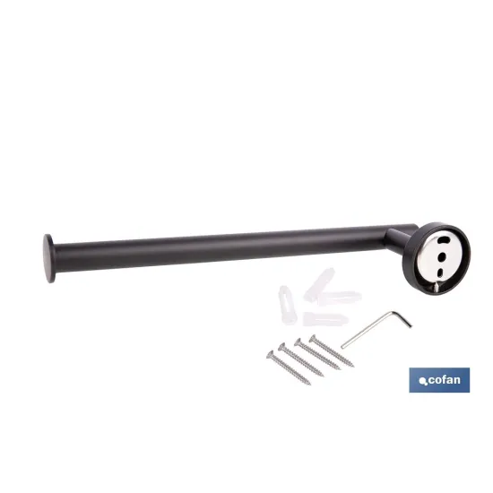 TOALLERO NEGRO MATE DE ACERO CON DISEÑO REDONDO GAMA RIBEIRA 28 X 8 X 5 CM