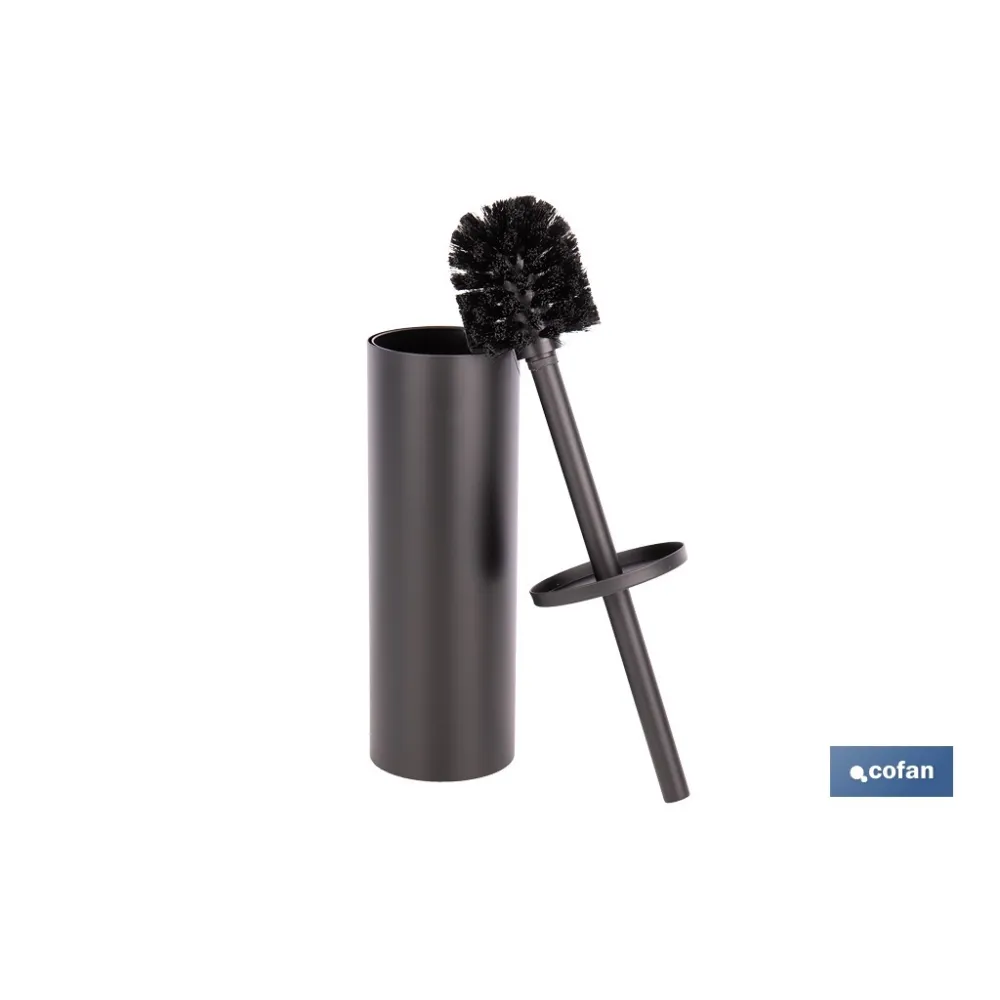 ESCOBILLERO PARA INODORO NEGRO MATE DE ACERO GAMA RIBEIRA 9,1 X 9,1 X 39 CM
