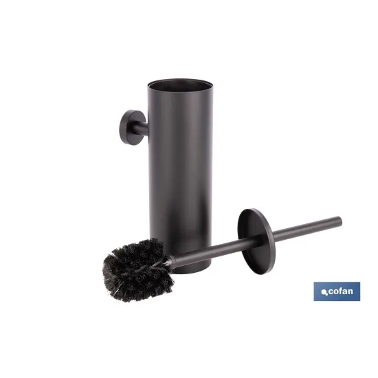 ESCOBILLERO DE PARED PARA INODORO NEGRO MATE DE ACERO GAMA RIBEIRA 9,1 X 12,9 X 39 CM