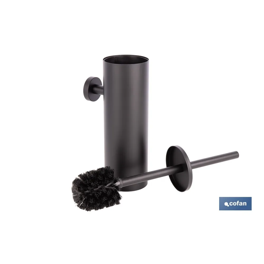 ESCOBILLERO DE PARED PARA INODORO NEGRO MATE DE ACERO GAMA RIBEIRA 9,1 X 12,9 X 39 CM