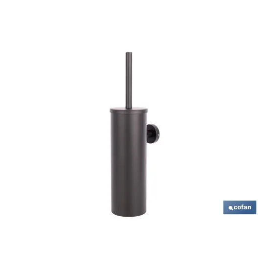ESCOBILLERO DE PARED PARA INODORO NEGRO MATE DE ACERO GAMA RIBEIRA 9,1 X 12,9 X 39 CM