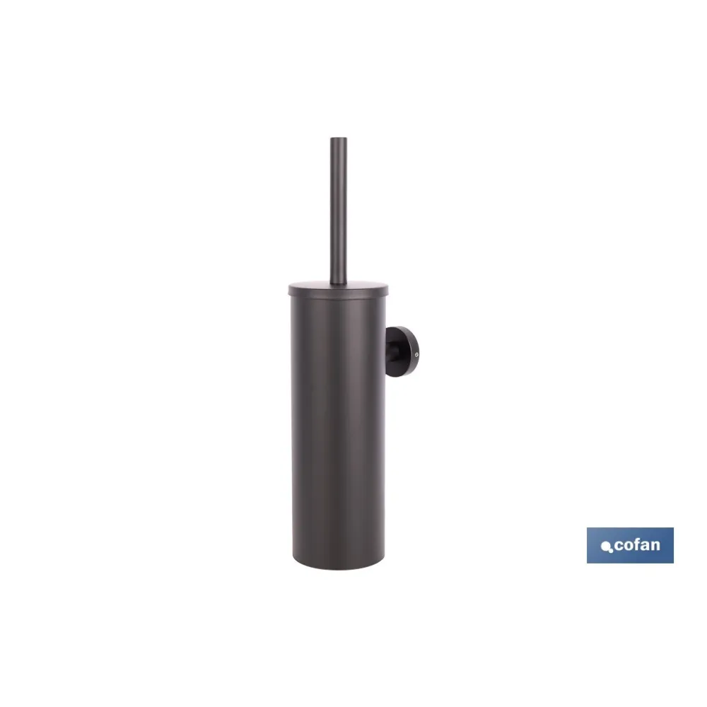 ESCOBILLERO DE PARED PARA INODORO NEGRO MATE DE ACERO GAMA RIBEIRA 9,1 X 12,9 X 39 CM