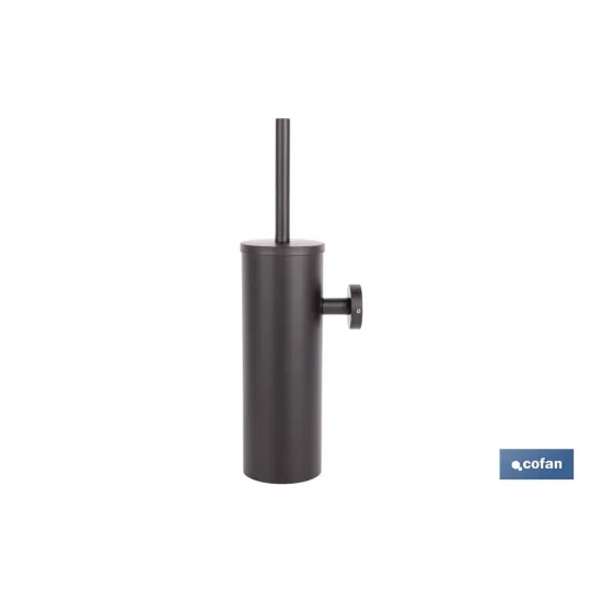 ESCOBILLERO DE PARED PARA INODORO NEGRO MATE DE ACERO GAMA RIBEIRA 9,1 X 12,9 X 39 CM