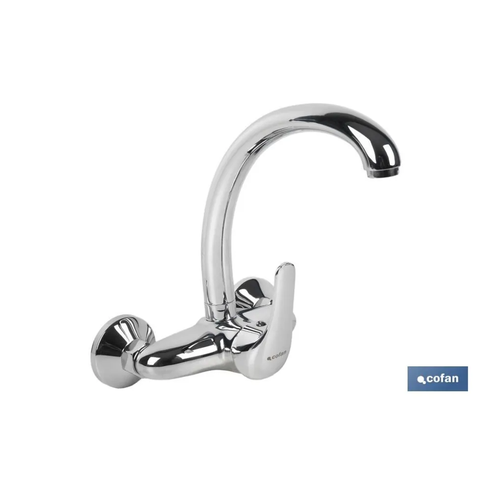 GRIFO DE COCINA/ LAVADERO MONOMANDO PARA PARED CON CAÑO ALTO