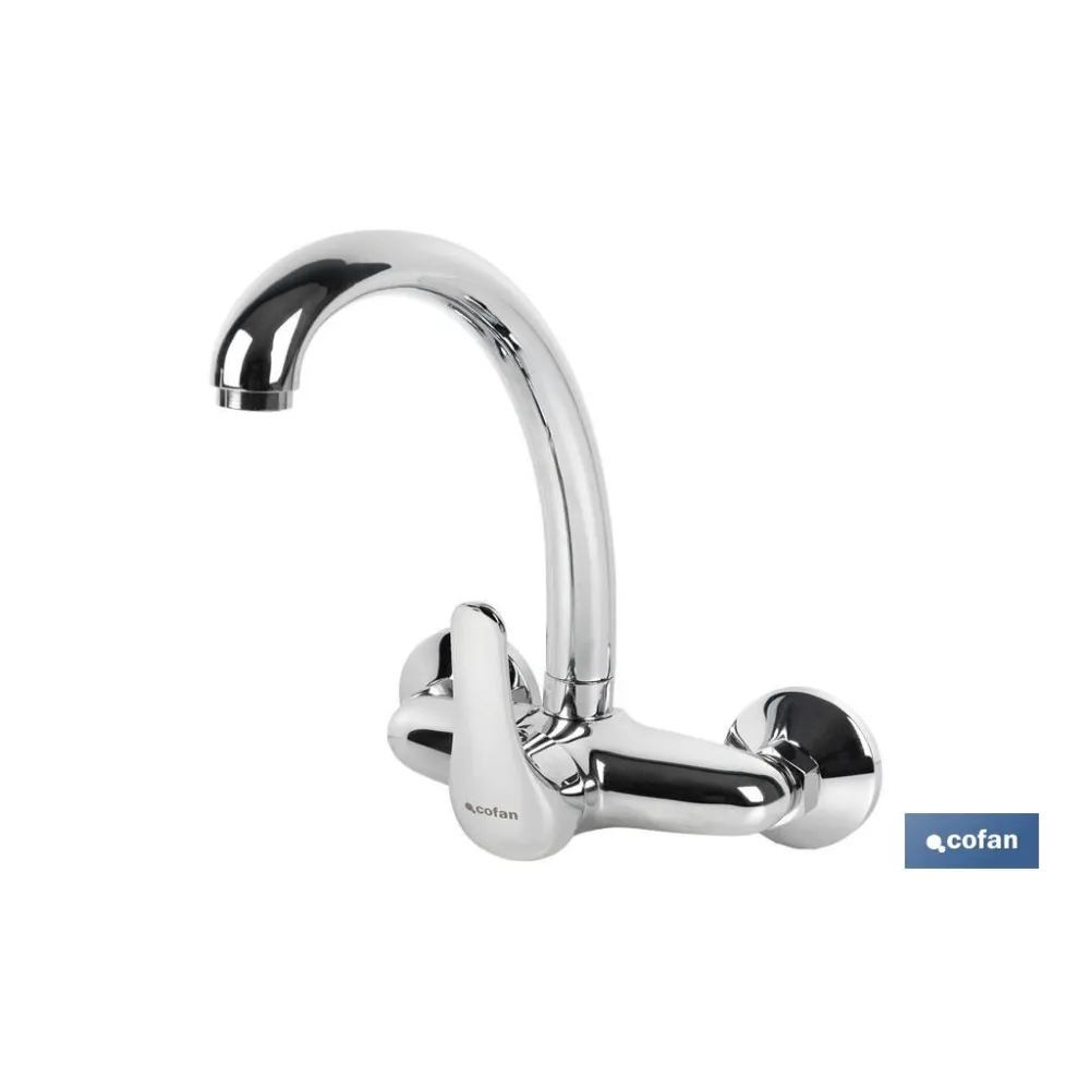 GRIFO DE COCINA/ LAVADERO MONOMANDO PARA PARED CON CAÑO ALTO