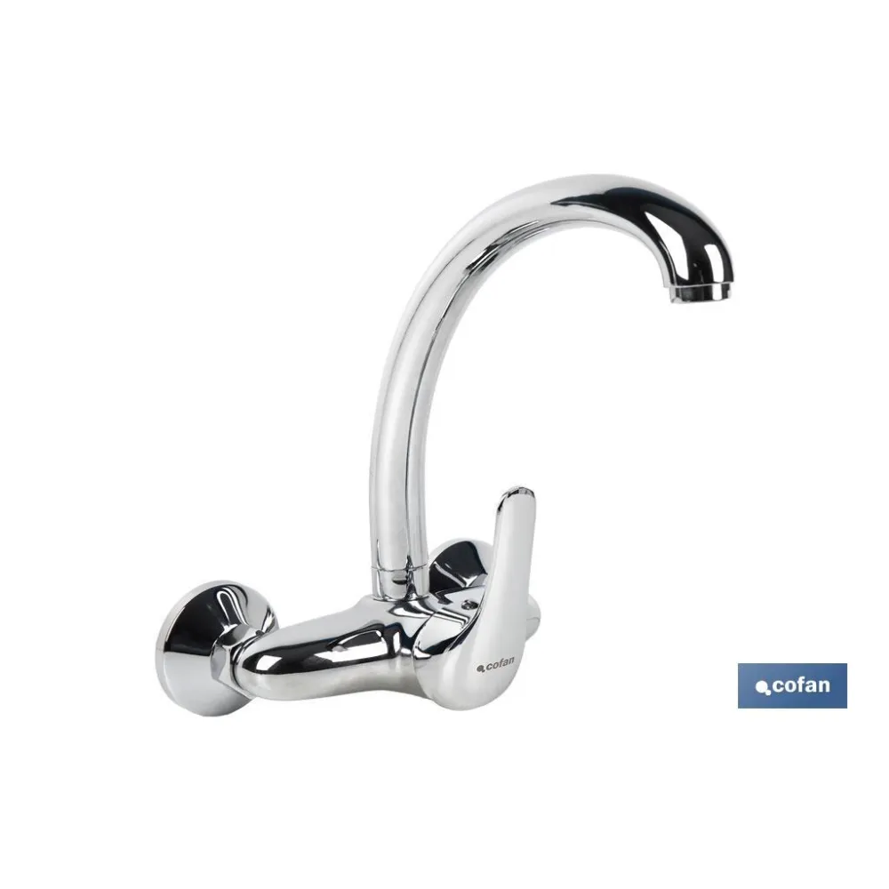 GRIFO DE COCINA/ LAVADERO MONOMANDO PARA PARED CON CAÑO ALTO
